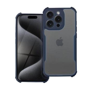 Apple iPhone 15 Pro, Szilikon tok, közepesen ütésálló, légpárnás sarok, akril hátlap, Anti-Drop Case, átlátszó/sötétkék kép