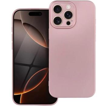 Apple iPhone 15 Pro, Szilikon tok, mikrofiber plüss belső, csillogó hátlap, Metallic Case, rózsaszín kép