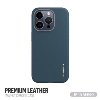 Apple iPhone 15 Pro TG Premium Leather Magsafe Hátlap - Kék kép