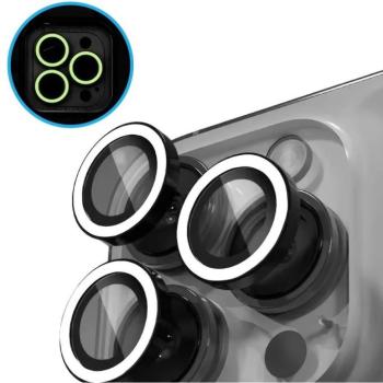 Apple iPhone 16 / 16 Plus, Kamera lencsevédő fólia, ütésálló fólia, Tempered Glass (edzett üveg), sötétben világít, Xprotector Luminous, fehér kép