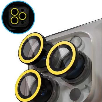 Apple iPhone 16 / 16 Plus, Kamera lencsevédő fólia, ütésálló fólia, Tempered Glass (edzett üveg), sötétben világít, Xprotector Luminous, sárga kép