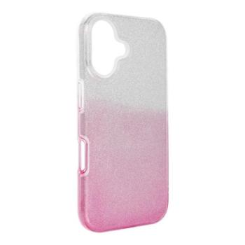 Apple iPhone 16 csillámos hátlap tok, átlátszó/rózsaszín kép