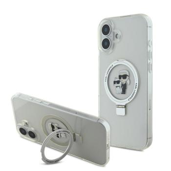 Apple iPhone 16 KARL LAGERFELD KLHMP16SHMRSKCH MagSafe Ringstand Hátlap - Átlátszó kép