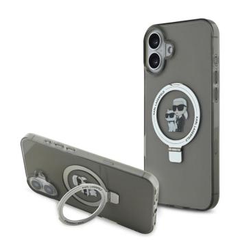 Apple iPhone 16 KARL LAGERFELD KLHMP16SHMRSKCK MagSafe Ringstand Hátlap - Fekete kép