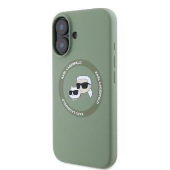Apple iPhone 16 KARL LAGERFELD KLHMP16SSKCHTCA Liquid Silicon MagSafe Hátlap - Zöld kép