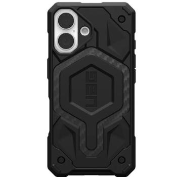 Apple iPhone 16, Műanyag hátlap védőtok, szilikon belső, közepesen ütésálló, Magsafe töltővel kompatibilis, karbon minta, UAG Monarch Pro, mintás/fekete kép