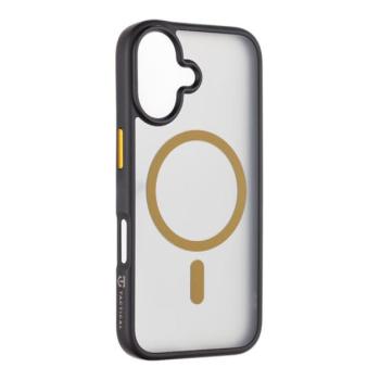 Apple iPhone 16, Műanyag hátlap védőtok + szilikon keret, közepesen ütésálló, Magsafe kompatibilis, Tactical MagForce Hyperstealth 2.0, áttetsző/fekete/sárga kép