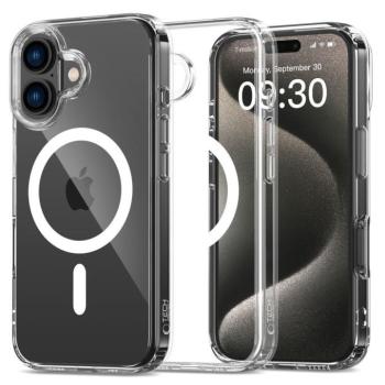 Apple iPhone 16, Műanyag hátlap védőtok + szilikon keret, Magsafe töltővel kompatibilis, FlexAir Hybrid Magsafe, átlátszó kép