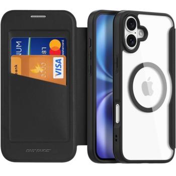 Apple iPhone 16, Oldalra nyíló tok, stand, közepesen ütésálló, Magsafe kompatibilis, Dux Ducis Skin Pro Magsafe, fekete kép