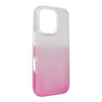 Apple iPhone 16 Pro csillámos hátlap tok, átlátszó/rózsaszín kép