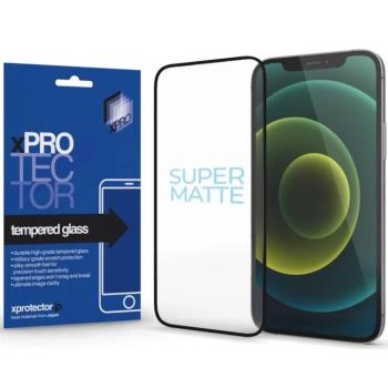 Apple iPhone 16 Pro Max / 17 Pro Max, Kijelzővédő fólia, ütésálló fólia (az íves részre is!), Tempered Glass (edzett üveg), matt, Xprotector Full 3D SuperMatte, fekete kép
