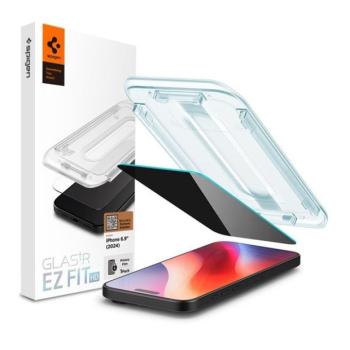 Apple iPhone 16 Pro Max / 17 Pro Max, Kijelzővédő fólia, ütésálló fólia (az íves részre is!), Tempered Glass (edzett üveg), Spigen Ez Fit HD Privacy, Clear kép