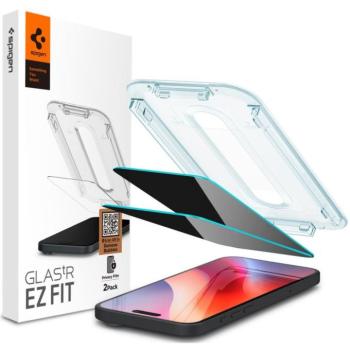 Apple iPhone 16 Pro Max / 17 Pro Max, Kijelzővédő fólia, ütésálló fólia (az íves részre is!), Tempered Glass (edzett üveg), Spigen Ez Fit Privacy, Clear, 2 db / csomag kép
