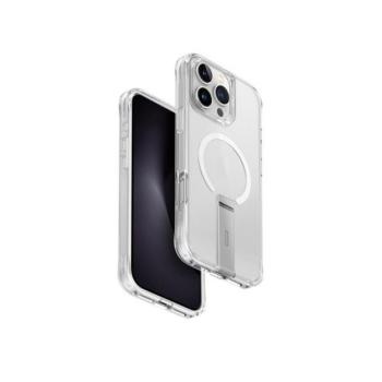 Apple iPhone 16 Pro Max, Műanyag hátlap védőtok + szilikon keret, közepesen ütésálló, kitámasztóval, Magsafe töltővel kompatibilis, Uniq Eleva, átlátszó kép