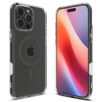 Apple iPhone 16 Pro Max, Műanyag hátlap védőtok + szilikon keret, Magsafe töltővel kompatibilis, érintő funkciós gombfedéllel, Spigen Ultra Hybrid &quot;T&quot; Mag, átlátszó/szürke kép