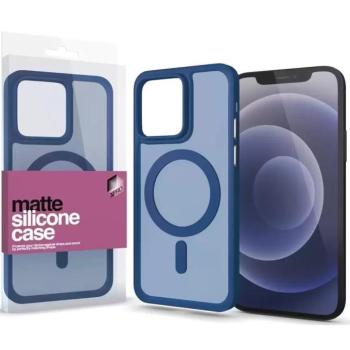 Apple iPhone 16 Pro Max, Műanyag hátlap védőtok + szilikon keret, Magsafe töltővel kompatibilis, Xprotector Matte Magsafe, áttetsző/kék kép