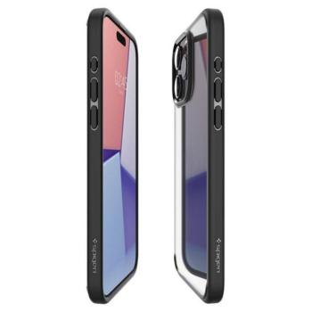 Apple iPhone 16 Pro Max, Műanyag hátlap védőtok + szilikon keret, Spigen Ultra Hybrid, átlátszó/fekete kép