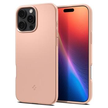 Apple iPhone 16 Pro Max, Műanyag hátlap védőtok + szilikon keret, ultravékony, Magsafe töltővel kompatibilis, Spigen Thin Fit Mag, rózsaszín kép