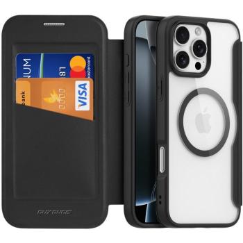Apple iPhone 16 Pro Max, Oldalra nyíló tok, stand, közepesen ütésálló, Magsafe kompatibilis, Dux Ducis Skin Pro Magsafe, fekete kép