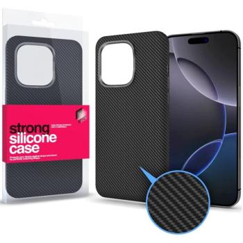 Apple iPhone 16 Pro Max, Szilikon tok, közepesen ütésálló, Magsafe töltővel kompatibilis, karbon minta, Xprotector CarbonSkin, fekete kép
