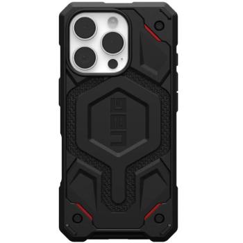 Apple iPhone 16 Pro, Műanyag hátlap védőtok, szilikon belső, közepesen ütésálló, Magsafe töltővel kompatibilis, textil minta, kevlár borítás, UAG Monarch Pro Kevlar, mintás/fekete kép