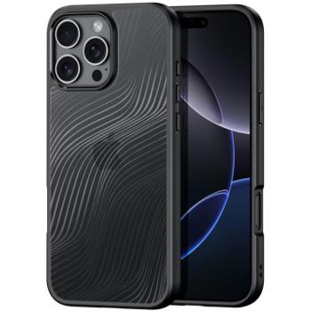 Apple iPhone 16 Pro, Műanyag hátlap védőtok + szilikon keret, hullám minta, Dux Ducis Aimo, áttetsző/fekete kép
