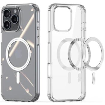 Apple iPhone 16 Pro, Műanyag hátlap védőtok + szilikon keret, Magsafe töltővel kompatibilis, Dux Ducis Clin, átlátszó kép