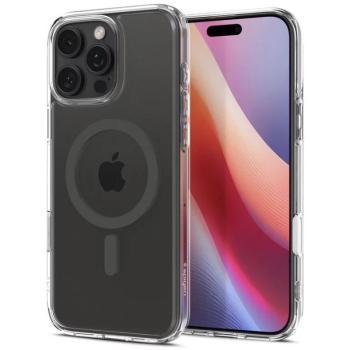 Apple iPhone 16 Pro, Műanyag hátlap védőtok + szilikon keret, Magsafe töltővel kompatibilis, érintő funkciós gombfedéllel, Spigen Ultra Hybrid &quot;T&quot; Mag, átlátszó/szürke kép