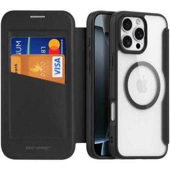 Apple iPhone 16 Pro, Oldalra nyíló tok, stand, közepesen ütésálló, Magsafe kompatibilis, Dux Ducis Skin Pro Magsafe, fekete kép