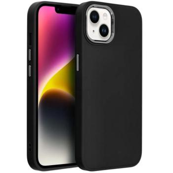 Apple iPhone 16 Pro, Szilikon tok, közepesen ütésálló, fémhatású kamera keret, Frame Case, fekete kép