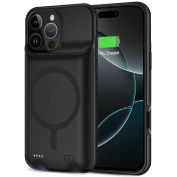 Apple iPhone 16 Pro, Szilikon tok, műanyag hátlap + Akkumulátor, 7000 mAh, LED-es, Magsafe töltővel kompatibilis, Tech-Protect PowerCase Magsafe, fekete kép