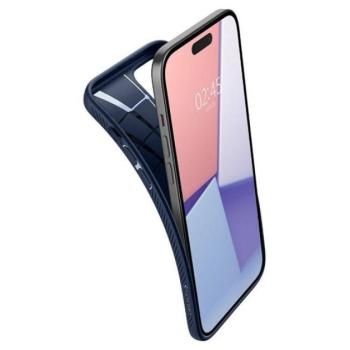 Apple iPhone 16, Szilikon tok, Spigen Liquid Air, háromszög minta, sötétkék kép