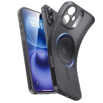 Apple iPhone 16, Szilikon tok, ultravékony, közepesen ütésálló, légpárnás sarok, Magsafe kompatibilis, ESR Project Zero HaloLock, áttetsző/fekete kép