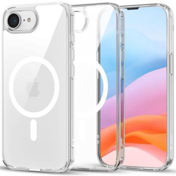 Apple iPhone 16e / 17e, Műanyag hátlap védőtok + szilikon keret, Magsafe töltővel kompatibilis, FlexAir Hybrid Magsafe, átlátszó kép