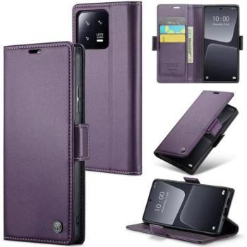 Apple iPhone 16e / 17e, Oldalra nyíló tok, stand, kártyatartóval, RFID technológiával, Wooze CaseME, lila kép