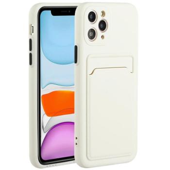 Apple iPhone 16e / 17e, Szilikon tok, kártyatartóval, Wooze Card Slot, fehér kép