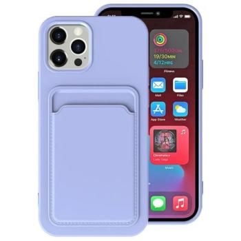 Apple iPhone 16e / 17e, Szilikon tok, kártyatartóval, Wooze Card Slot, lila kép