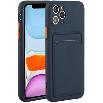 Apple iPhone 16e / 17e, Szilikon tok, kártyatartóval, Wooze Card Slot, sötétkék kép