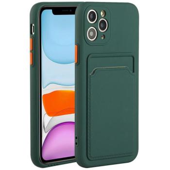Apple iPhone 16e / 17e, Szilikon tok, kártyatartóval, Wooze Card Slot, sötétzöld kép