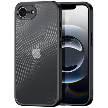 Apple iPhone 16e, Műanyag hátlap védőtok + szilikon keret, hullám minta, Dux Ducis Aimo, áttetsző/fekete kép