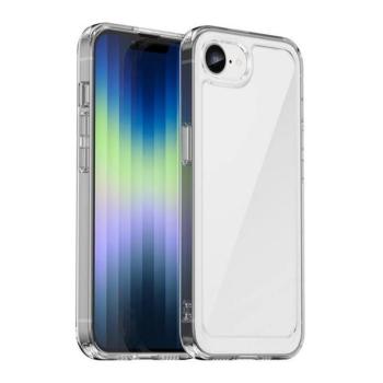 Apple iPhone 16e, Műanyag hátlap védőtok + szilikon keret, közepesen ütésálló, átlátszó hátlap, átlátszó kép