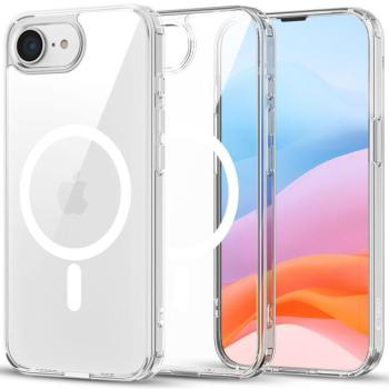 Apple iPhone 16e, Műanyag hátlap védőtok + szilikon keret, Magsafe töltővel kompatibilis, FlexAir Hybrid Magsafe, átlátszó kép