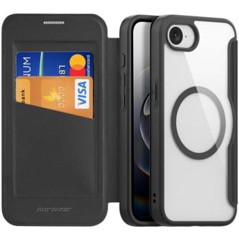 Apple iPhone 16e, Oldalra nyíló tok, stand, közepesen ütésálló, Magsafe kompatibilis, Dux Ducis Skin Pro Magsafe, fekete kép