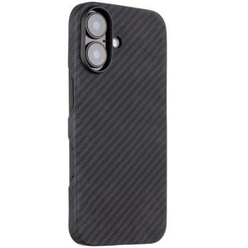 Apple iPhone 17, Műanyag hátlap védőtok, közepesen ütésálló, aramidszállal, Magsafe töltővel kompatibilis, karbon minta, Tactical MagForce Aramid, fekete kép