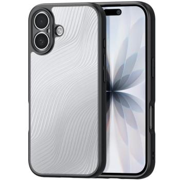 Apple iPhone 17, Műanyag hátlap védőtok + szilikon keret, hullám minta, Dux Ducis Aimo, áttetsző/fekete kép