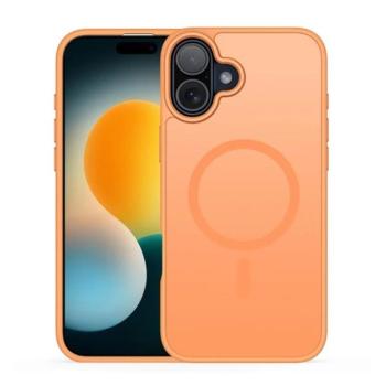 Apple iPhone 17, Műanyag hátlap védőtok + szilikon keret, közepesen ütésálló, légpárnás sarok, Magsafe kompatibilis, Dux Ducis Yind, áttetsző/narancssárga kép