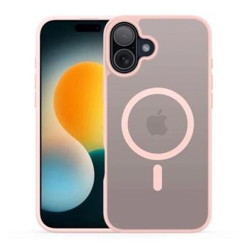Apple iPhone 17, Műanyag hátlap védőtok + szilikon keret, közepesen ütésálló, légpárnás sarok, Magsafe kompatibilis, Dux Ducis Yind, áttetsző/rózsaszín kép