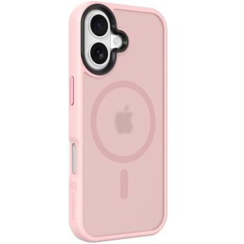 Apple iPhone 17, Műanyag hátlap védőtok + szilikon keret, közepesen ütésálló, Magsafe kompatibilis, Tactical MagForce Hyperstealth, áttetsző/rózsaszín kép
