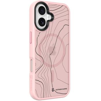 Apple iPhone 17, Műanyag hátlap védőtok + szilikon keret, közepesen ütésálló, Magsafe kompatibilis, térkép minta, Tactical MagForce Hyperstealth Sika, áttetsző/rózsaszín kép