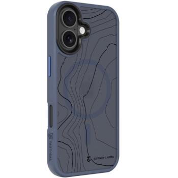 Apple iPhone 17, Műanyag hátlap védőtok + szilikon keret, közepesen ütésálló, Magsafe kompatibilis, térkép minta, Tactical MagForce Hyperstealth Sika, áttetsző/sötétkék kép